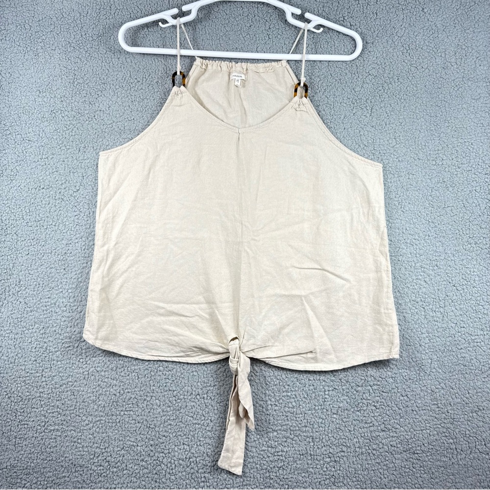 Maurices Beige Linen‎ Blend Cream Tie-Front Camisole
